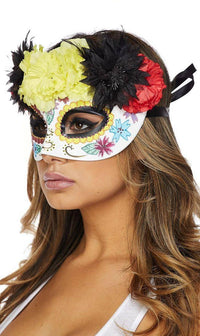 Day of the Dead Half Floral Mask - SohoGirl.com