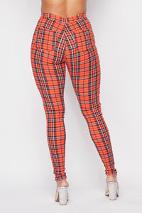 Super High Waisted Checkered Plaid Skinny Jeans - SohoGirl.com