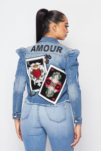 Amour Printed Denim Jacket - SohoGirl.com
