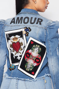 Amour Printed Denim Jacket - SohoGirl.com