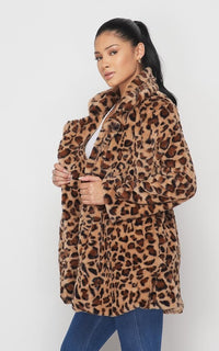 Leopard Print Faux Fur Coat - SohoGirl.com