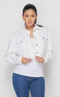 White Cropped Distressed Denim Jacket - SohoGirl.com