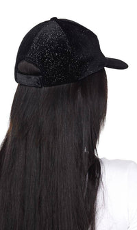 Glitter Velvet Cap in Black - SohoGirl.com
