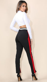 Ankle Zipped Side Stripe Track Pants in Black - SohoGirl.com