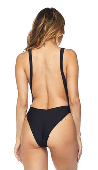 Keyhole Cut Out Open Back Swimsuit - Black - SohoGirl.com