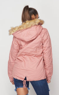 Fur Lined Hooded Parka Coat - Pink - SohoGirl.com