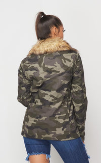 Fur Trim Collar Parka Coat in Camouflage - SohoGirl.com