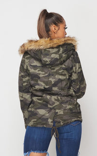 Fur Lined Hooded Parka Coat in Camouflage - SohoGirl.com