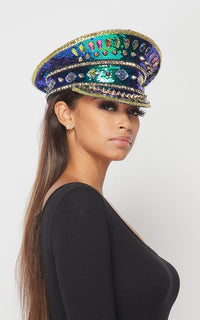 Steampunk Captain Hat with Multicolor Sequins - SohoGirl.com