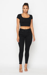 Basic Stretchy Denim Skinny Jeans - Black - SohoGirl.com