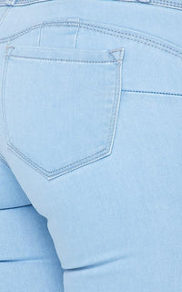 3 Button Push-Up Denim Skinny Jeans - Light Denim - SohoGirl.com