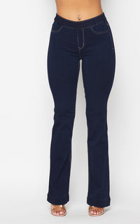 Mid Rise Denim Bootcut Pants (S-XL) - Medium Dark - SohoGirl.com