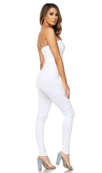 White Strapless Bodycon Jumpsuit - SohoGirl.com