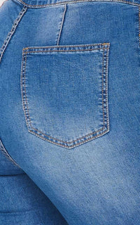 Side Slit Bell Bottom Denim Jeans - Medium Denim - SohoGirl.com