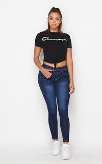Basic Stretchy Denim Skinny Jeans - Dark Denim - SohoGirl.com