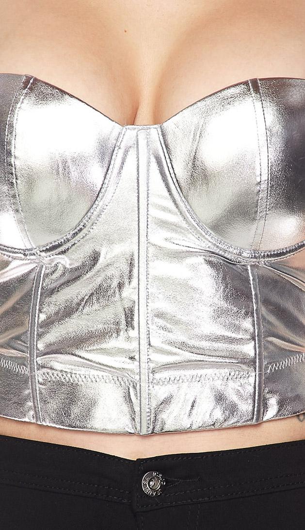 Metallic Silver Bustier Crop Top – SohoGirl.com