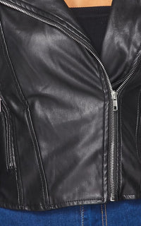 Faux Leather Moto Biker Jacket - Black - SohoGirl.com