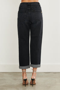 Cut Out Button Up Mom Jean - Black - SohoGirl.com
