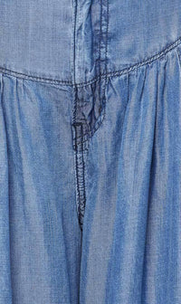 Chambray Wide Leg Pants in Denim Blue - SohoGirl.com