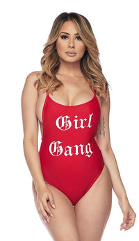 Girl Gang Low Cut Swimsuit in Red - SohoGirl.com