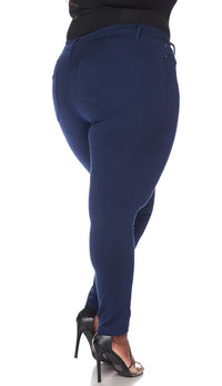 Plus Size Classic Stretch Knit Skinny Pants in Navy - SohoGirl.com