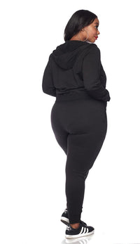 Plus Size Classic Zip Up Hoodie and Jogger Set - SohoGirl.com