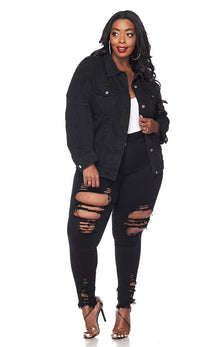 Plus Size Classic Denim Jacket - Black - SohoGirl.com