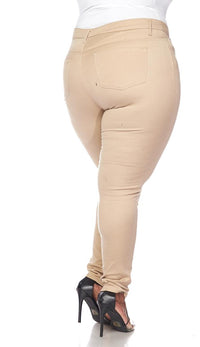 Plus Size Khaki Stretchy Skinny Pants - SohoGirl.com