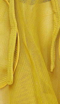 Belted Sheer Mesh Midi Trench Coat - Mustard - SohoGirl.com