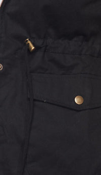 Faux Fur Lined Utility Drawstring Vest - Black - SohoGirl.com