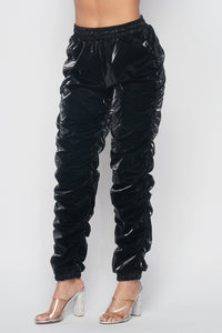 Metallic Reflective Pants Hip Hope Harem Joggers - Black - SohoGirl.com