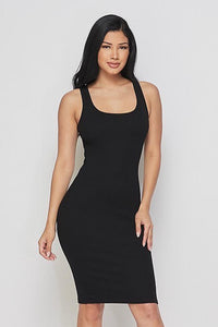 Scoop Neck Ribbed Mini Dress - Black - SohoGirl.com