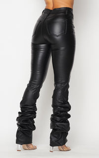 Faux Black Leather Bootcut Pants with Scrunch Bottom - SohoGirl.com