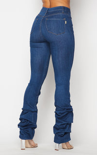 Scrunch Bottom Bootcut Jeans - Medium Denim - SohoGirl.com