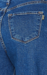 Vibrant Frayed Slouchy Mom Denim Jeans - Dark Denim - SohoGirl.com
