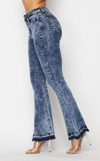 Classic High Rise Flare Denim Jeans in Acid Wash - SohoGirl.com