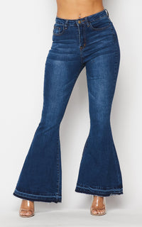 Classic High Rise Flare Denim Jeans - Dark Denim - SohoGirl.com