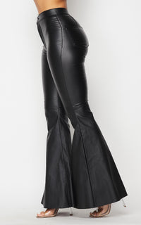 Vibrant Faux Leather Bell Bottom Pants (1-3XL) - Black - SohoGirl.com