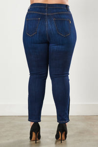 Plus Size Button Up Skinny Jean - Dark Denim - SohoGirl.com