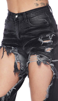 Cut Out High Waisted Mom Jeans - Black - SohoGirl.com