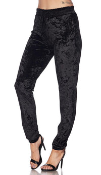 Crushed Velvet Drawstring Jogger Pants - Black (S-XXXL) - SohoGirl.com