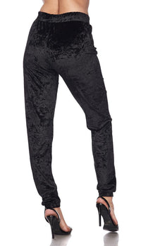 Crushed Velvet Drawstring Jogger Pants - Black (S-XXXL) - SohoGirl.com
