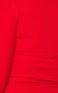 Long Sleeve Ribbed Bodysuit in Red - SohoGirl.com