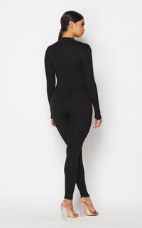 Front Zip-Up Jumpsuit in Black - SohoGirl.com