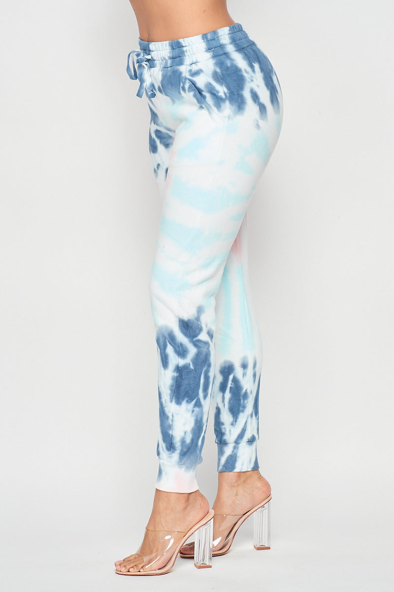 Blue Tie-Dye Drawstring Jogger Pants – SohoGirl.com