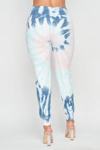Blue Tie-Dye Drawstring Jogger Pants - SohoGirl.com