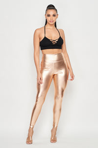 High Waisted Faux Leather PU Leggings in Rose Gold (Plus Sizes Available S-XXXL) - SohoGirl.com