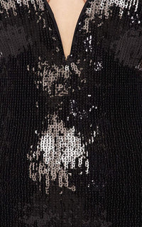 Sequin Fringe Plunging V-Neck Dress - Black - SohoGirl.com