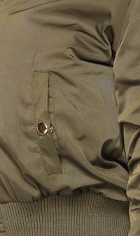 Olive Faux Fur Lined Zippered Bomber Jacket - SohoGirl.com