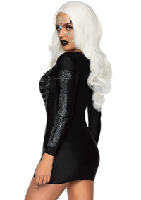 Rhinestone Skeleton Mini Dress - Halloween Costume - SohoGirl.com